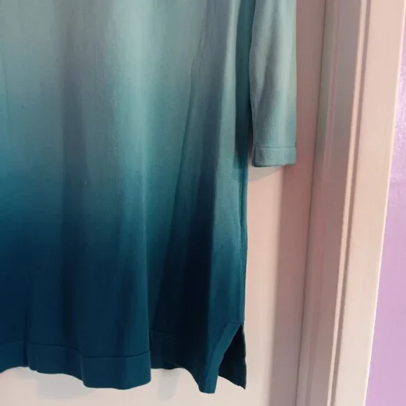 ISAAC MIZRAHI WOMEN'S MEDIUM 3/4 SLEEVE CARDIGAN TEAL OMBRE NWT - Picture 6 of 6
